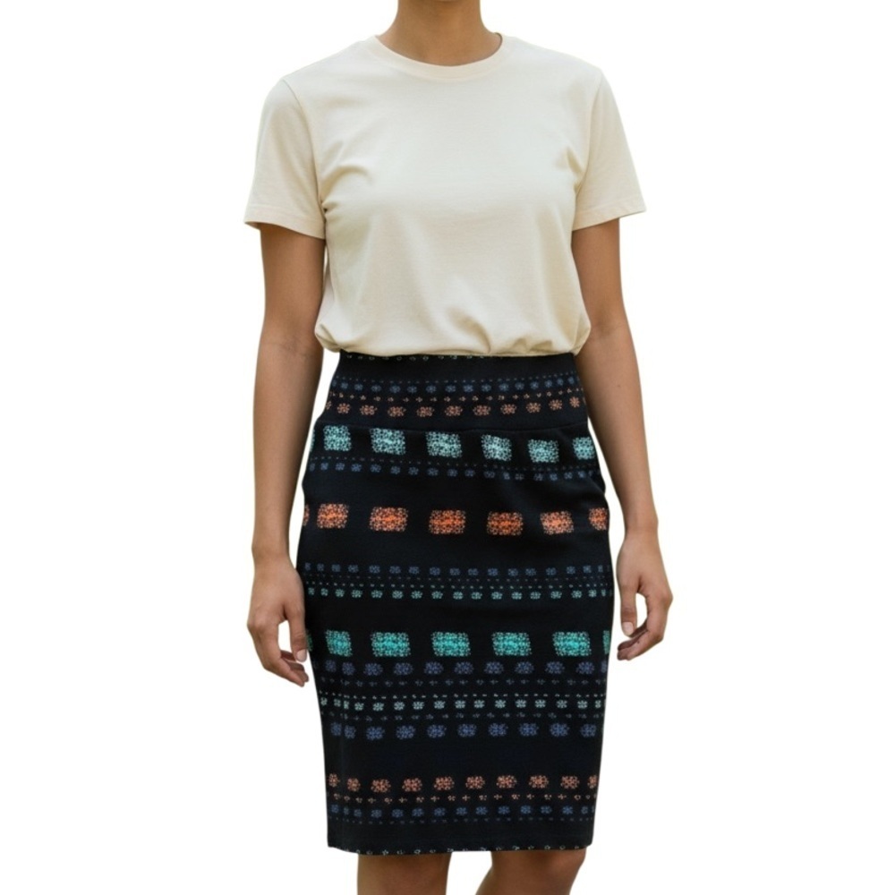 LuLaRoe Black Skirt with Colorful Patterns
